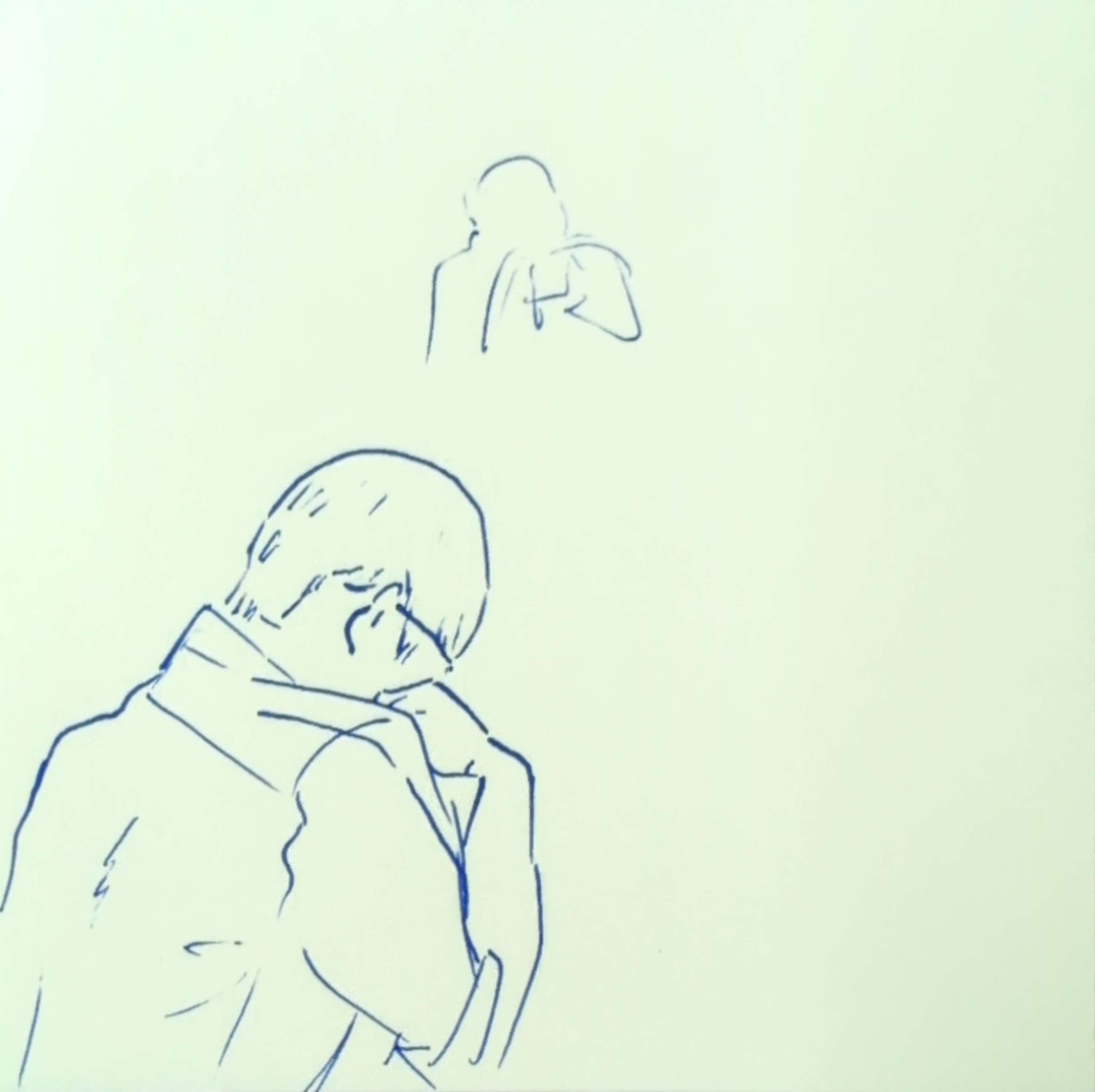 肘をつく男性ラフスケッチ